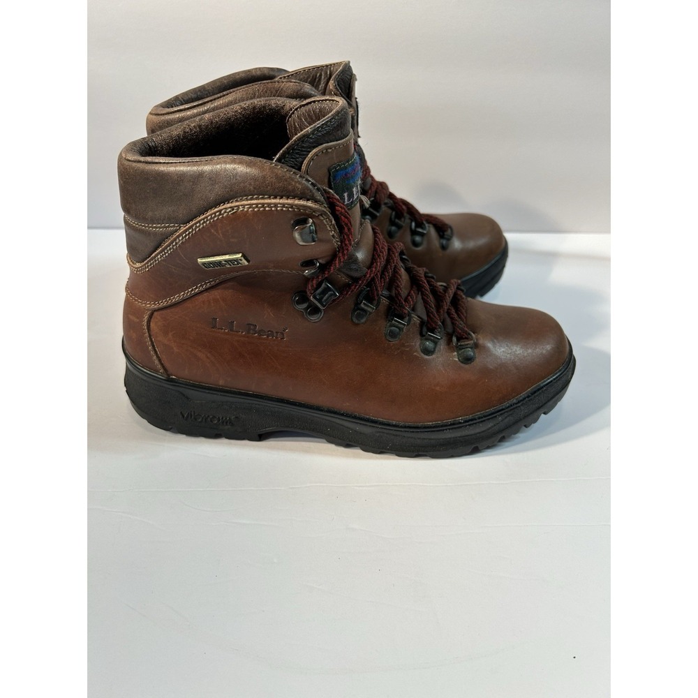 L.L.Bean Gore Tex Vibram Leather Hiking Boots Size 7 D Brown